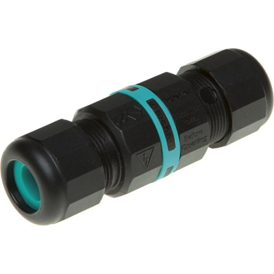 Conector hermético trenzado, 4 polos, 4mm2, IP68, negro