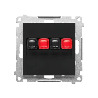 Conector para altavoz de 2 vías Simon 55 WMDG-01200x-149 (módulo). Sección transversal del cable de entrada y salida: 2,5 mm². Color negro mate.
