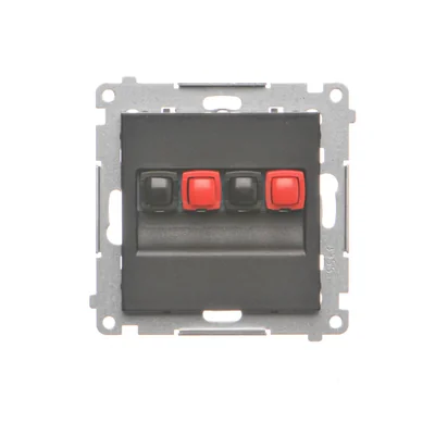 Conector para altavoz de 2 vías Simon 55 WMDG-01200x-149 (módulo). Sección transversal del cable de entrada y salida: 2,5 mm². Color negro mate.