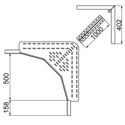 Conector para bandeja portacables galvanizado, altura 100 mm