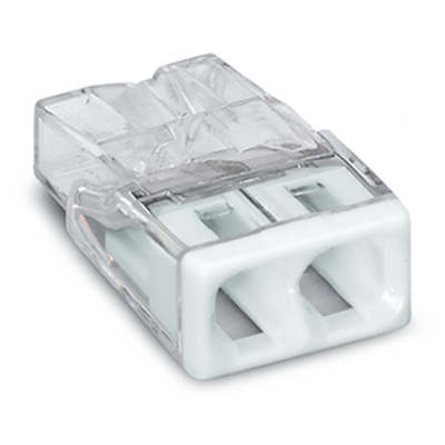 Conector para cajas de instalación 2x2,5mm², transparente y blanco