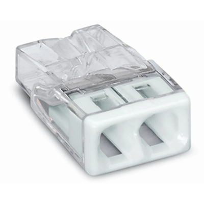 Conector para cajas de instalación 2x2,5mm², transparente y blanco