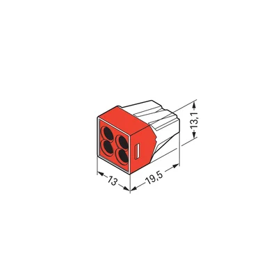 Conector para cajas de instalación 4 x 4mm2, marrón y rojo
