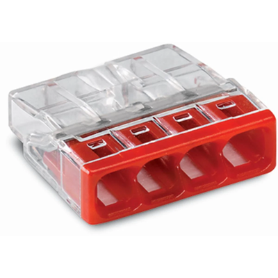 Conector para cajas de instalación 4x2,5mm² transparente-rojo