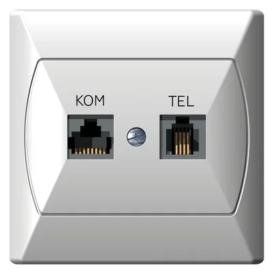 Conector para ordenador y teléfono AKCENT RJ 45 cat. 5e (8 pines) + RJ 11 (6 pines) - blanco