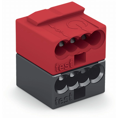 Conector para terminales de red 4x0,6-0,8mm² gris oscuro/rojo 50 uds.