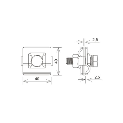 Conector pasante universal de un solo orificio M10x40