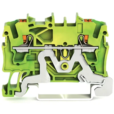 Conector PE de 2 hilos con pulsador de 2,5 mm², amarillo-verde 2202-1207