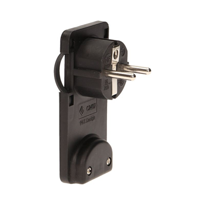 Conector plano para cables 250V 16A con soporte, negro