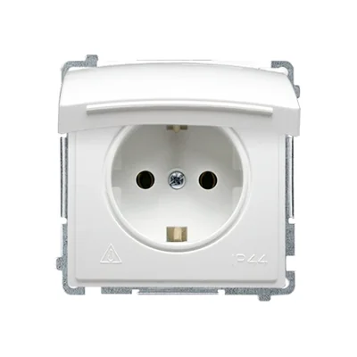 Conector Schuko Simon Basic WMBW-70111x-1011 para IP44 (módulo) 16A, 250V~, terminales de tornillo; blanco