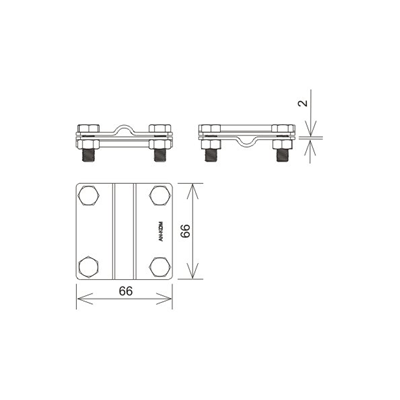 Conector transversal /grande/ B=40 mm (2 placas - 4xM8) galvanizado en caliente