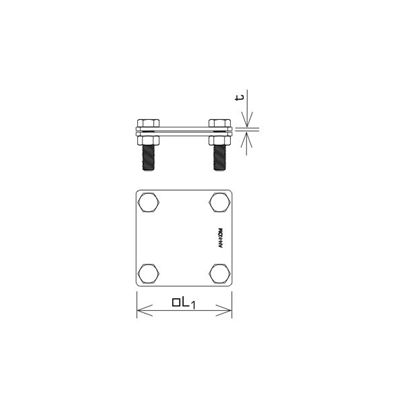 Conector transversal /grande/ B=50 mm (3 placas-4xM8) acero inoxidable