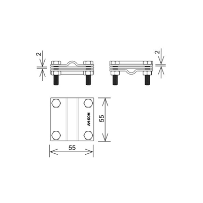 Conector transversal /pequeño/ B=30 mm (3 placas-4xM6) galvanizado en caliente