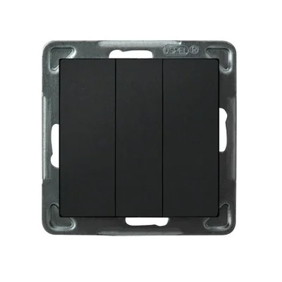 Conector triple SONATA, sin marco, negro metalizado