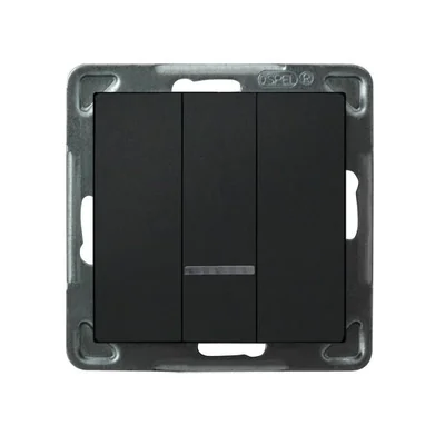 Conector triple SONATA, sin marco, negro metalizado