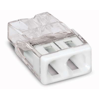 Conectores para cajas de instalación 2x2,5mm², transparentes y blancos