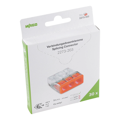 Conectores para cajas de instalación 3x2,5mm² transparente-naranja