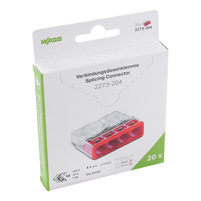 Conectores para cajas de instalación 4x2,5mm² transparente-rojo