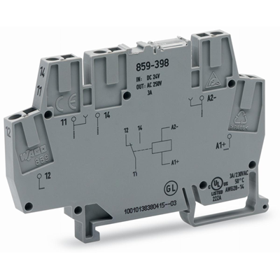 Connecteur avec relais miniature 110VDC +/-40% 1U 3A