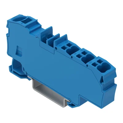 Connecteur de branchement avec trou de montage 1 x 6 mm² / 6 x 1,5 mm², bleu