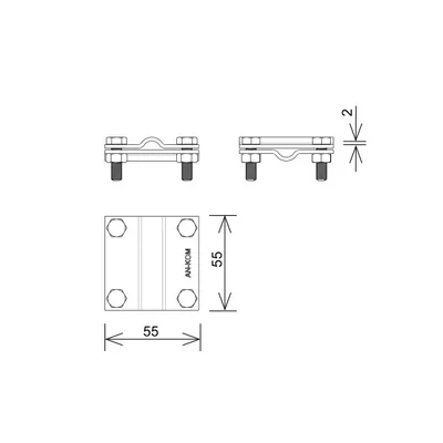 Connecteur en croix /petit/ B=30 mm (2 plaques-4xM6) galvanisé à chaud