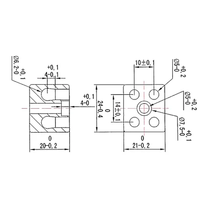 Connecteur fileté porcelaine, 10mm2, 2 voies, 20pcs.