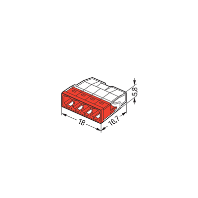 Connecteur pour boîtiers d'installation 4x2,5mm² transparent-rouge