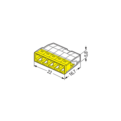 Connecteur pour boîtiers d'installation 5x2,5mm² transparent-jaune