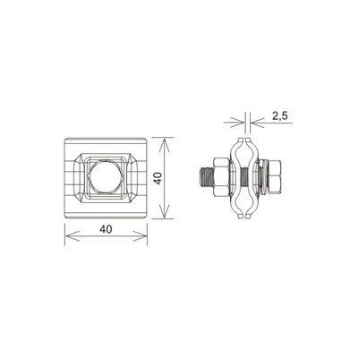 Connecteur universel traversant (1xM10), galvanisé à chaud