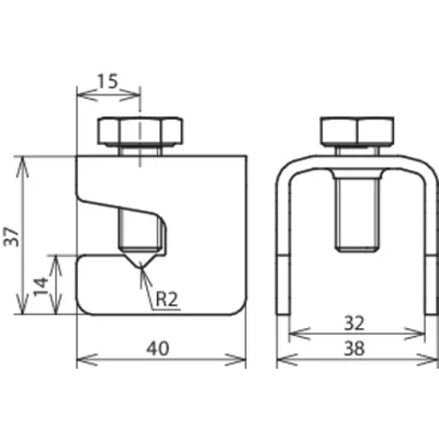 Connecting clamp for reinforcement, for wire with a diameter of 6-10 mm / flat bar with a width of 30 mm, possibility of connecting wire-flat bar, flat bar-flat bar, steel HDG VK 6.10 FL30 FL30 BSB STTZN