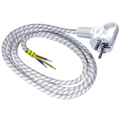 Connecting wire with grounding, length: 1.8 m cotton OWżo 3x0.75mm2 white