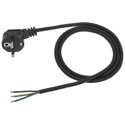 Connection cable with molded angled plug UNISCHUKO black 250V~/16A PVC 3x1.5mm² - 2m PZ1.5-02-2