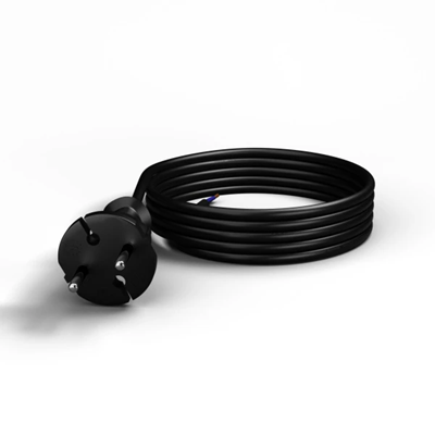 Connection cable with straight plug IP20 2x1.5 H05RR 3m black