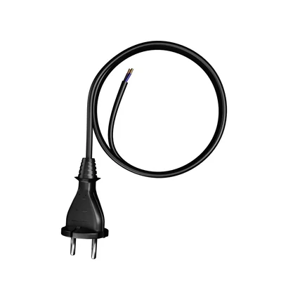 Connection cable with straight plug IP20 2x1.5 H05RR 3m black
