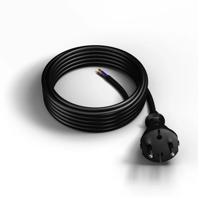 Connection cable with straight plug IP20 2x1.5 H05RR 5m black