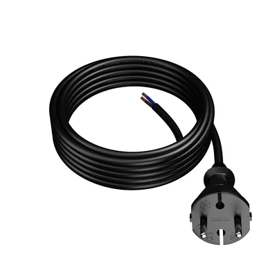 Connection cable with straight plug IP20 2x1.5 H05RR 5m black