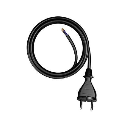 Connection cable with straight plug IP20 2x1.5 H05RR 5m black