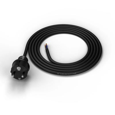 Connection cable with straight plug IP44 3x1.5 H05RR 1.5m black