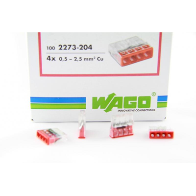 Connector for installation boxes 4x2.5mm² transparent-red