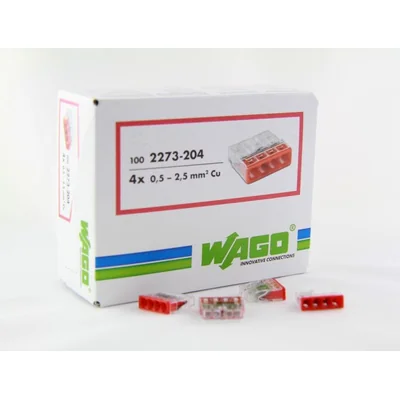 Connector for installation boxes 4x2.5mm² transparent-red