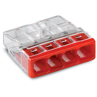 Connector for installation boxes 4x2.5mm² transparent-red