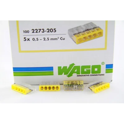 Connector for installation boxes 5x2.5mm² transparent-yellow