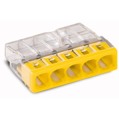 Connector for installation boxes 5x2.5mm² transparent-yellow