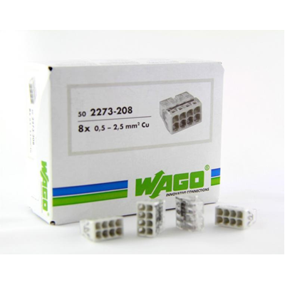 Connector for installation boxes 8x2.5mm² transparent-light grey