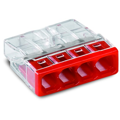 Connectors for installation boxes 4x2.5mm² transparent-red