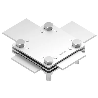 Connettore a croce 4 bulloni M8 3 piastre B=50mm (acciaio inossidabile) AN-03F/OH/