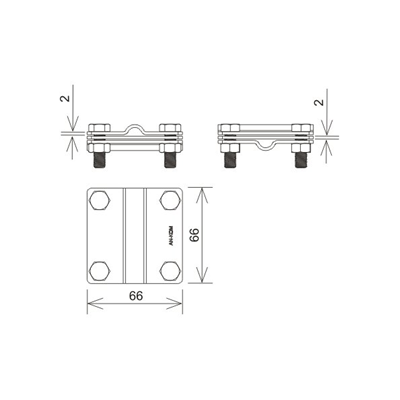 Connettore a croce /grande/ B=40 mm (3 piastre - 4xM8) zincato a caldo