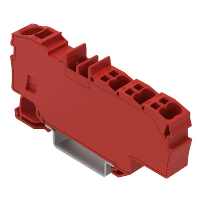 Connettore di derivazione con foro di montaggio 1 x 6 mm² / 6 x 1,5 mm², rosso