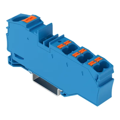 Connettore di derivazione con pulsanti 1 x 16 mm² / 6 x 4 mm²; blu