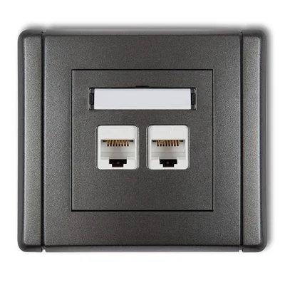 Connettore FLEXI doppio per computer, 2xRJ45, cat. 5e, 8 pin in grafite